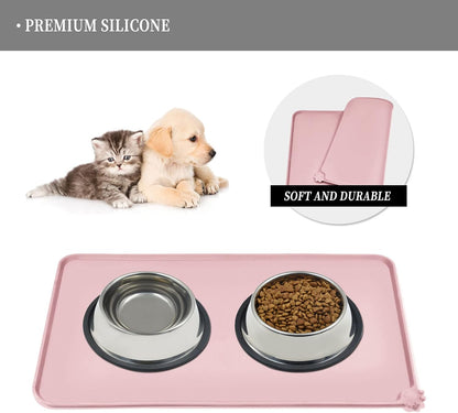 Waterproof Pet Feeding Mat with High Raised Edges, Heavier and Thicker Placemats for Cat Dog Water
