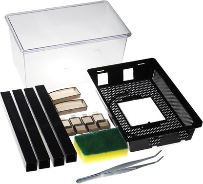 Reptile Cricket Keeper, Transparency Cricket Pen with Tubes, Insect Keeper with Water & Food Bowls
