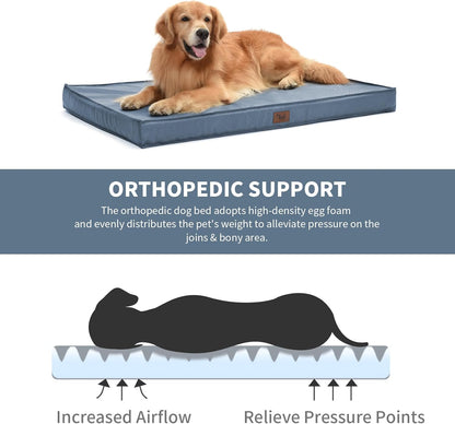 Orthopedic Dog Bed for Large Dogs - Pet Bed with Removable Washable Cover, Big Waterproof Dog Bed