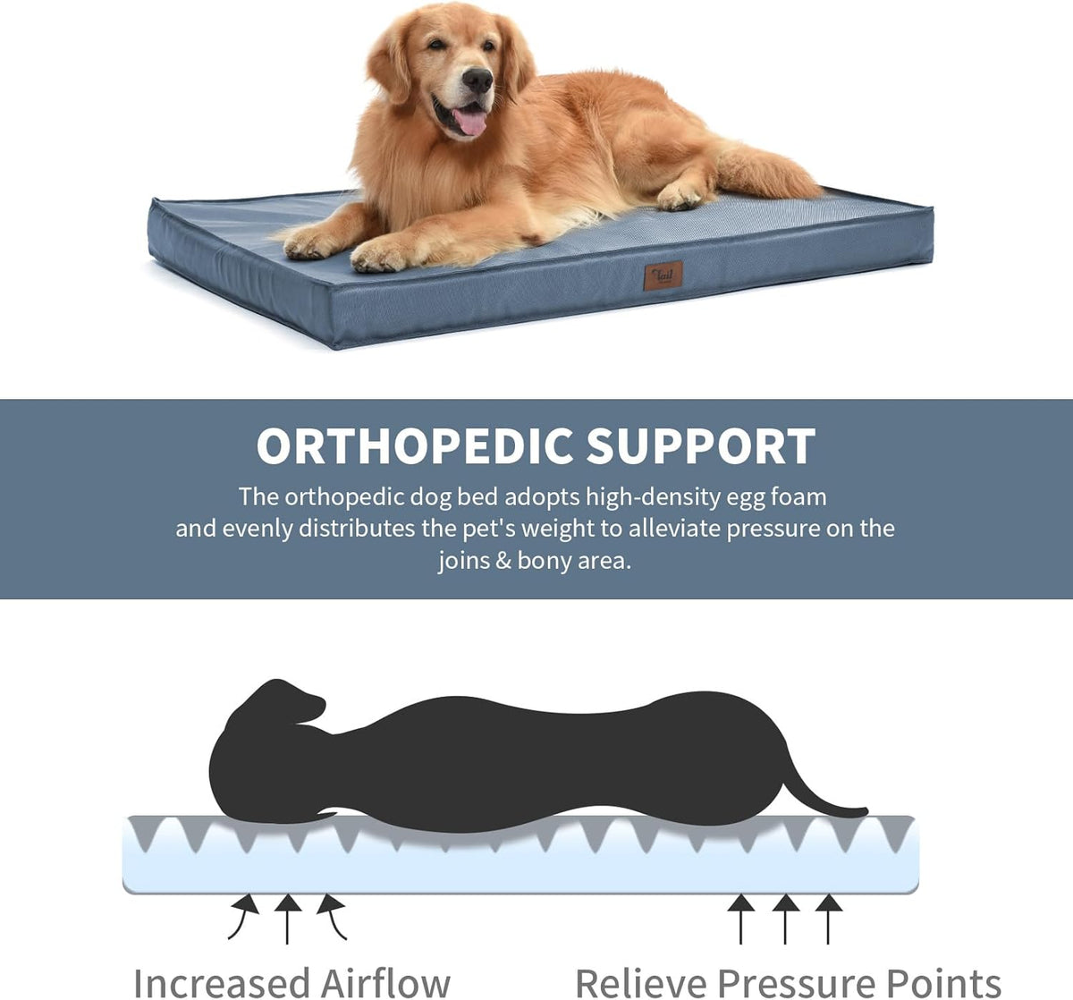 Outdoor Dog Bed for Small Dogs, Waterproof Dog Crate Bed for Small Dogs, Orthopedic Egg Crate Foam