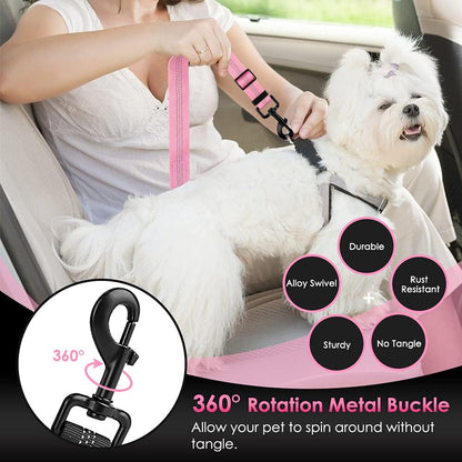 SlowTon Dog Seat Belt, Adjustable Dog Safety Belt Leash, 2 in 1 Latch Bar Attachment Dog Car