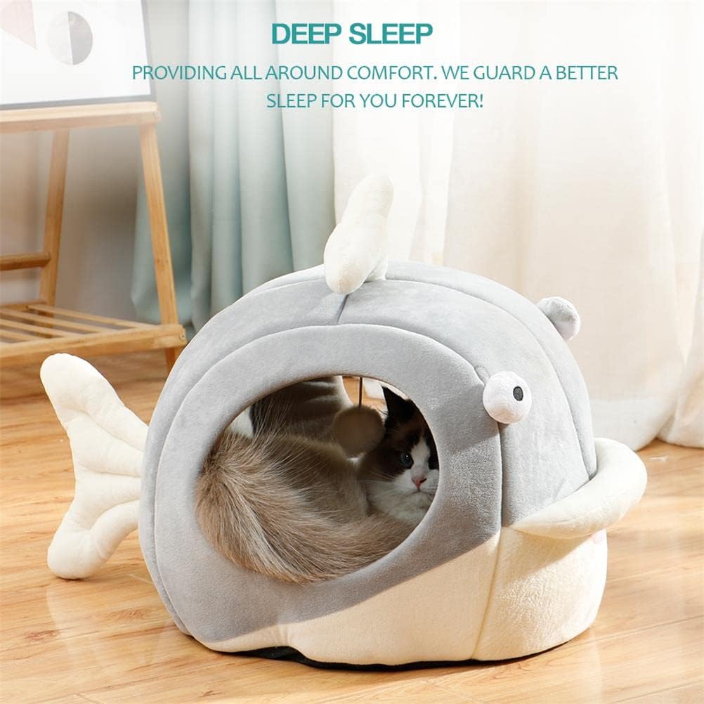Lcybem Cat Beds for Indoor Cats - Cat Bed Cave with Removable Washable Cushioned Pillow, Calming
