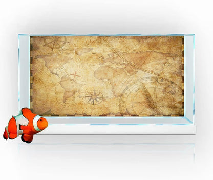 72X18IN Retro Old Travel World Map Terrarium Background, Art Parchment Pirate Treasure Map Reptile