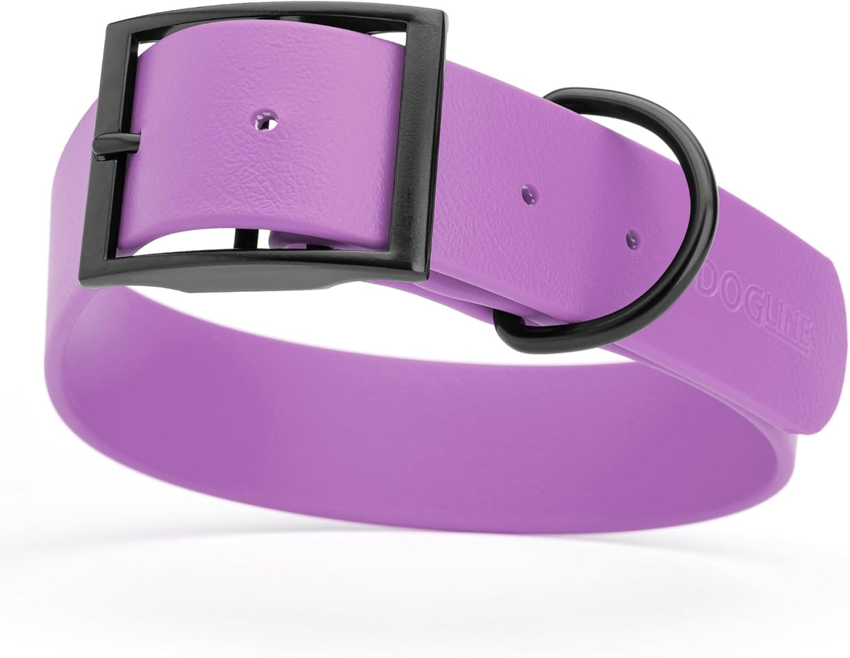 Dogline Biothane Waterproof Dog Collar Strong Coated Nylon Webbing with Black Hardware Odor- Proof