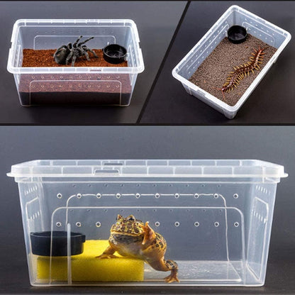 kathson 2PCS Reptile Feeding Box Portable Small Snake Terrarium Habitat Mini Pet Breeding Cage