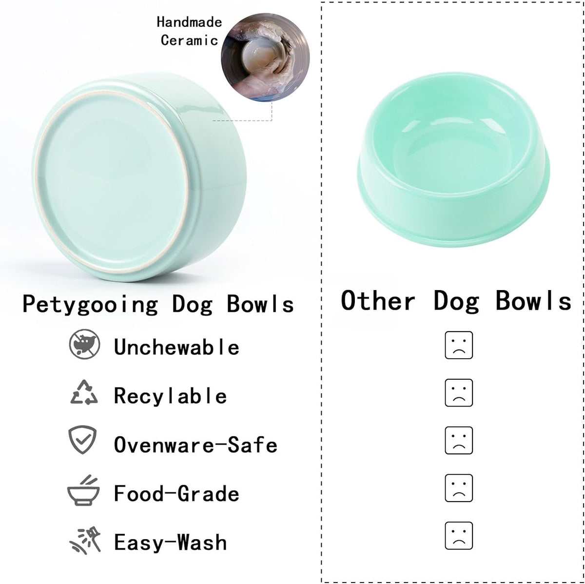 Petygooing Elevated/Raised Ceramic Dog Bowl for Small Breeds, Dog Food Water Dish with Stand,Pet