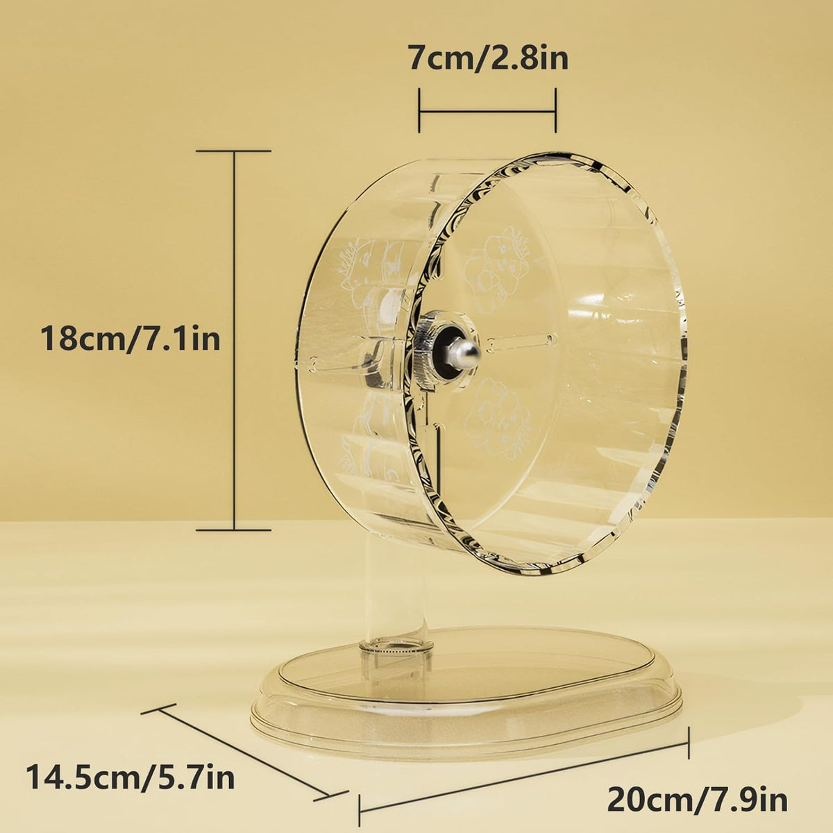 Silent Hamster Wheel – 7 Inch Syrian Hamster Running Wheel, Anti-Skid & Height Adjustable, Easy to