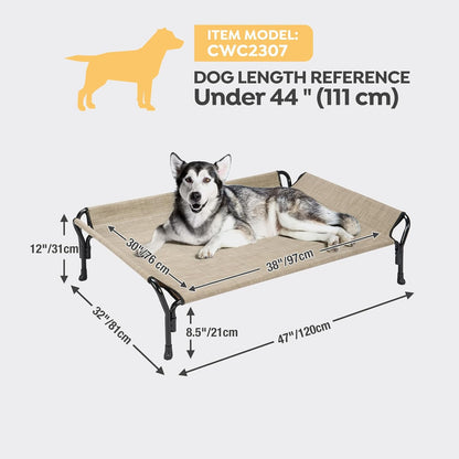 Veehoo Cooling Elevated Dog Bed, Raised Pet Cot with Guardrail & Slope Headrest, Durable Breathable