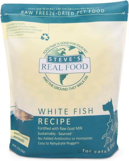 Steve's Real Food Freeze-Dried Raw Nuggets - White Fish Recipe - Raw Pet Food for Dogs and Cats