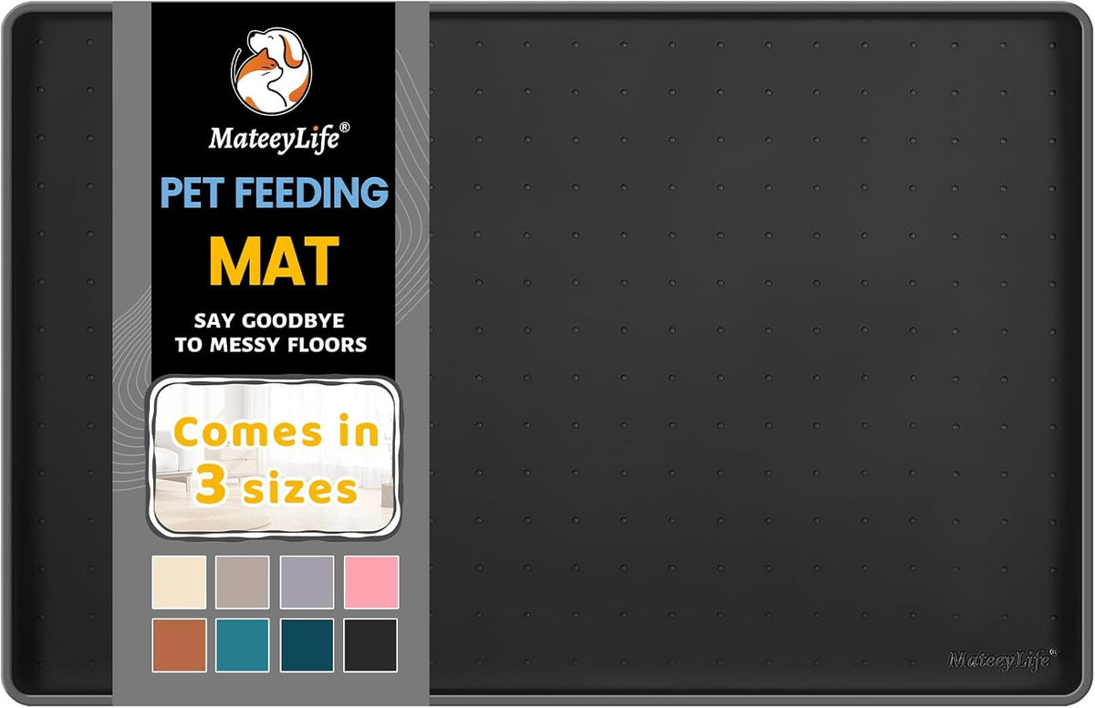 MateeyLife Silicone Cat & Dog Food Mat for Floors Waterproof, Anti-Slip Dog Bowl Mats for Food and
