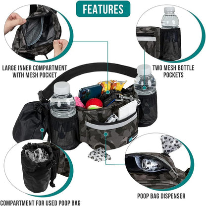 PetAmi Dog Fanny Pack, Treat Pouch for Dog Walking, Training, Built in Poop Bag Dispenser, Water