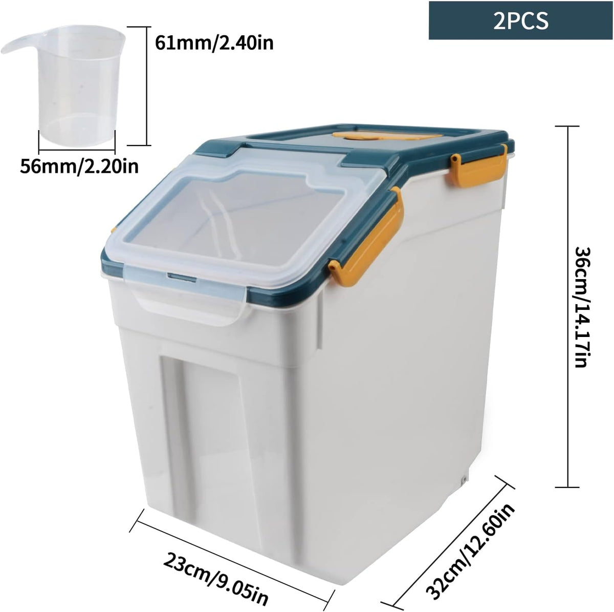 AnRui Airtight Flour Storage Container 25lb, Plastic Grain Storage Bucket, Rice Cereal Dispenser