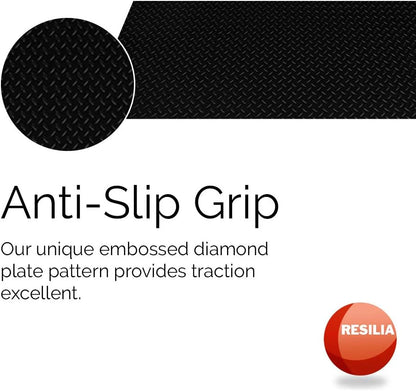 RESILIA Heavy Duty Garage Floor Runner & Protector Mat - Slip Resistant Diamond Plate PVC Mats