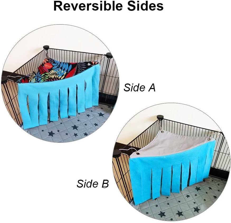 RIOUSSI Guinea Pig Hideout Hideaway Corner Fleece Toys Cage Accessories with Reversible Sides