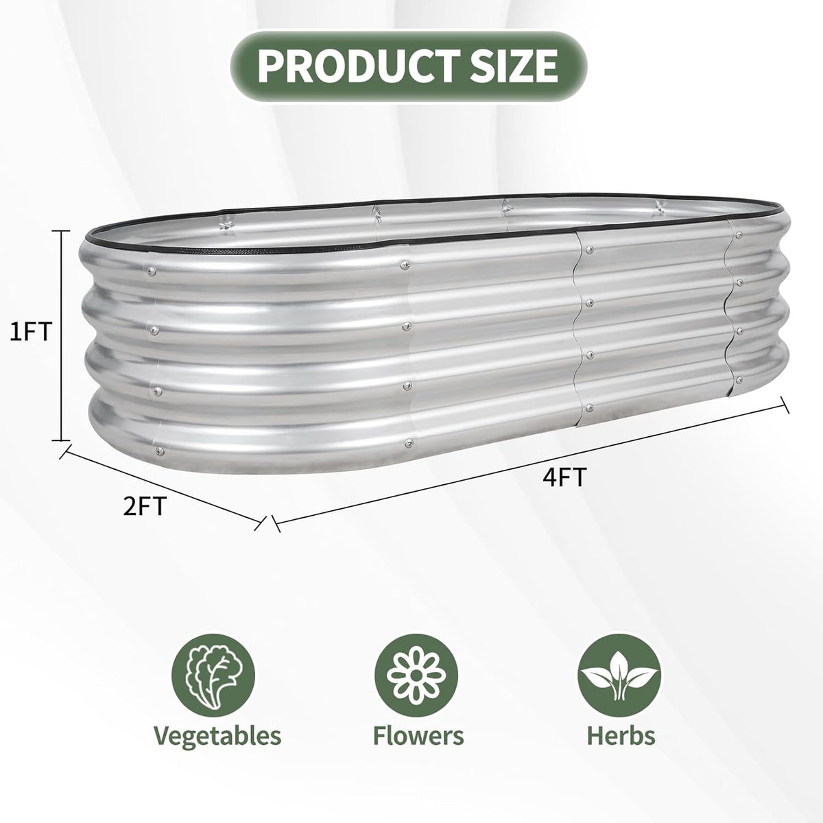 1MORE Galvanized Raised Garden Bed- Planter Garden Boxes Outdoor, Raised Beds for Gardening