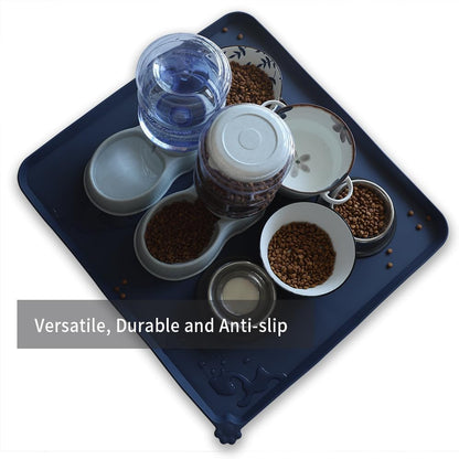 Hoki Found XX-Large Silicone Pet Food Mats Tray - Non Slip Pet Dog Cat Bowl Mats Placemat - Dog Pet