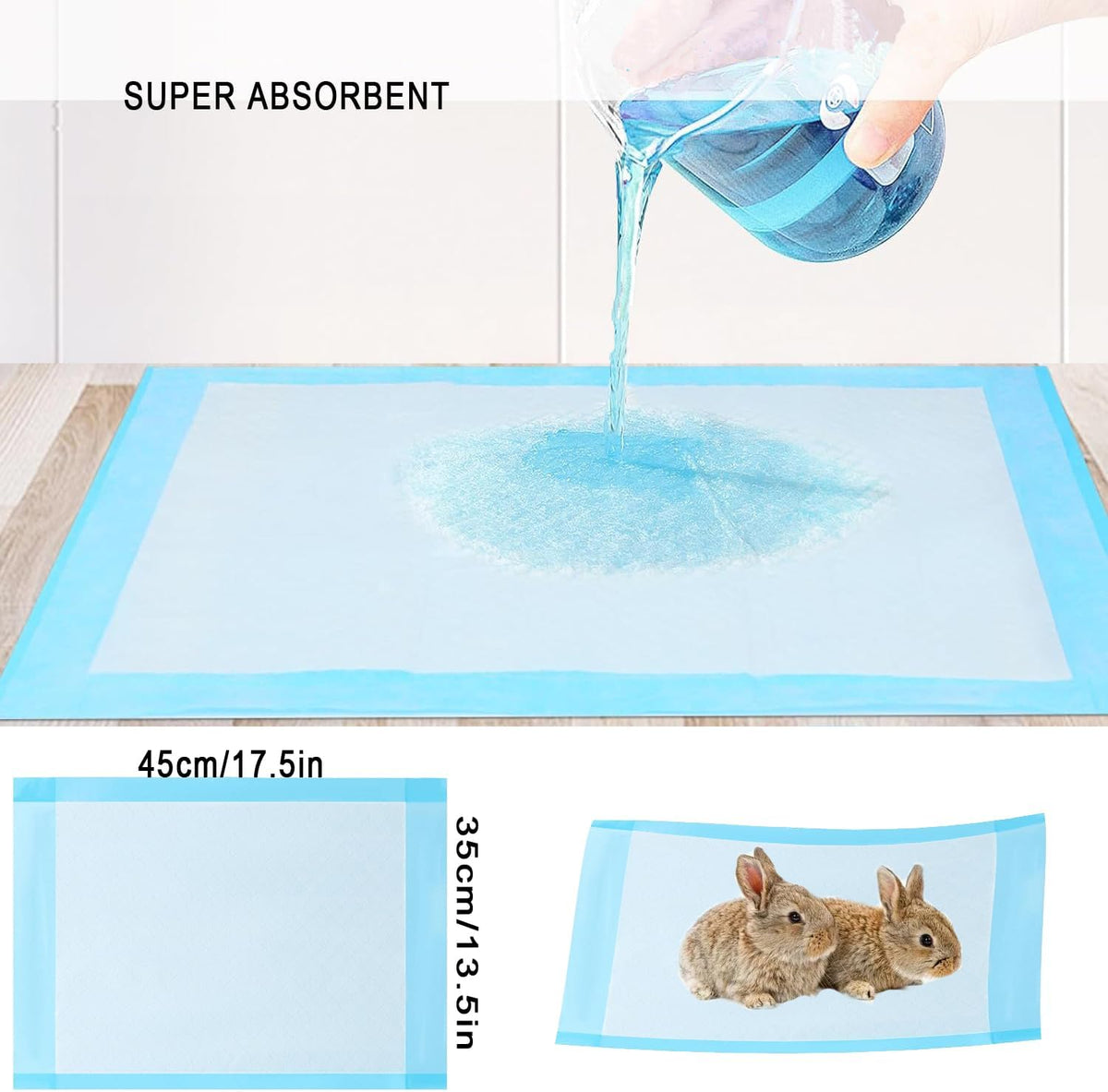 Bunny Travel Carrier with Absorbent Pad Set, Pee Pad with Leak-Proof Quick-Dry Design for Bearded
