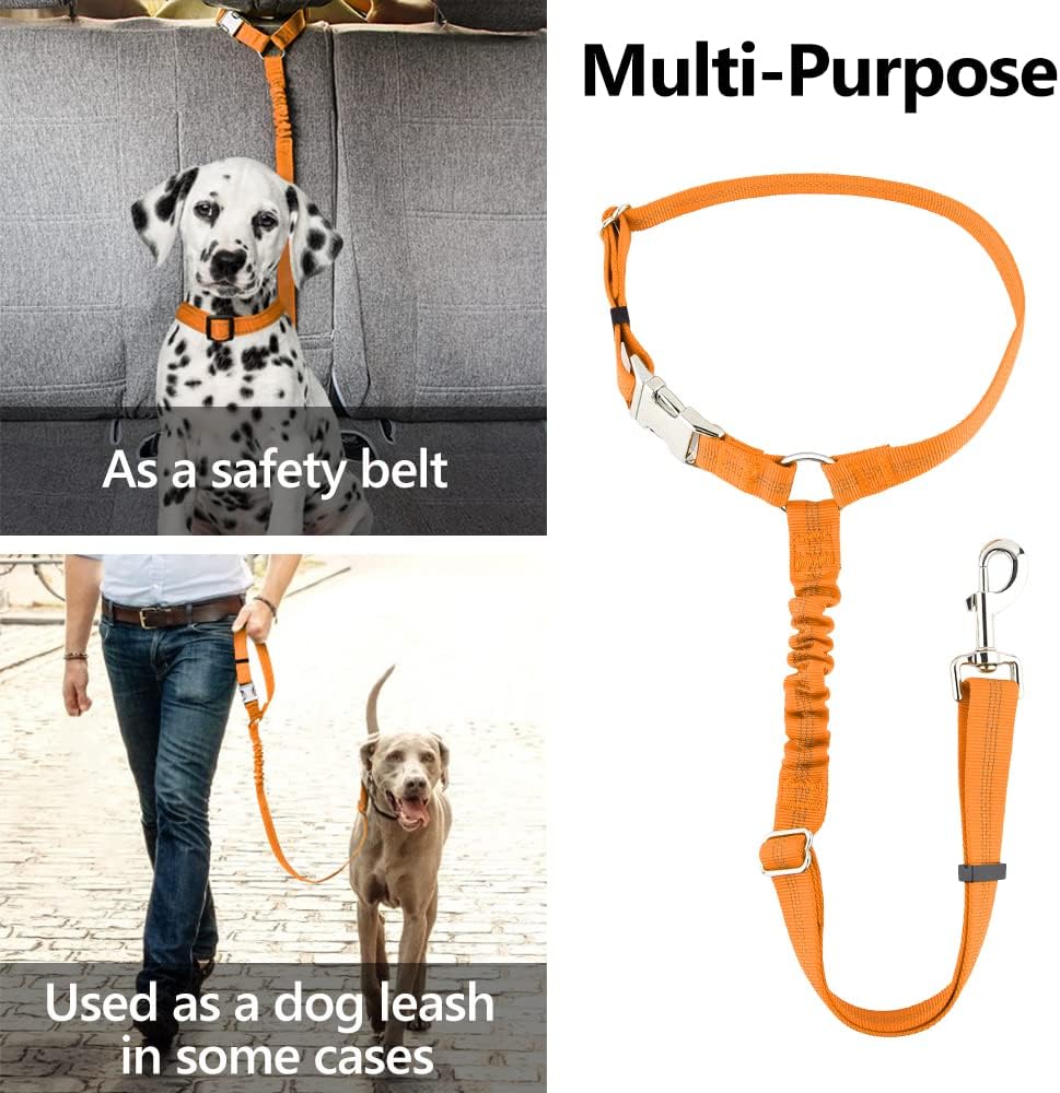 Plutus Pet Dog Seat Belt for Car Headrest, Reflective and Adjustable Restraint with Elastic Bungee