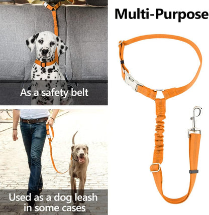 Plutus Pet Dog Seat Belt for Car Headrest, Reflective and Adjustable Restraint with Elastic Bungee