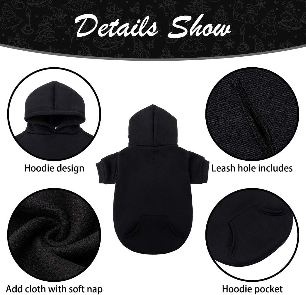 KOOLTAIL Basic Dog Hoodie - Soft and Warm Dog Hoodie Sweater with Leash Hole and Pocket, Dog Winter