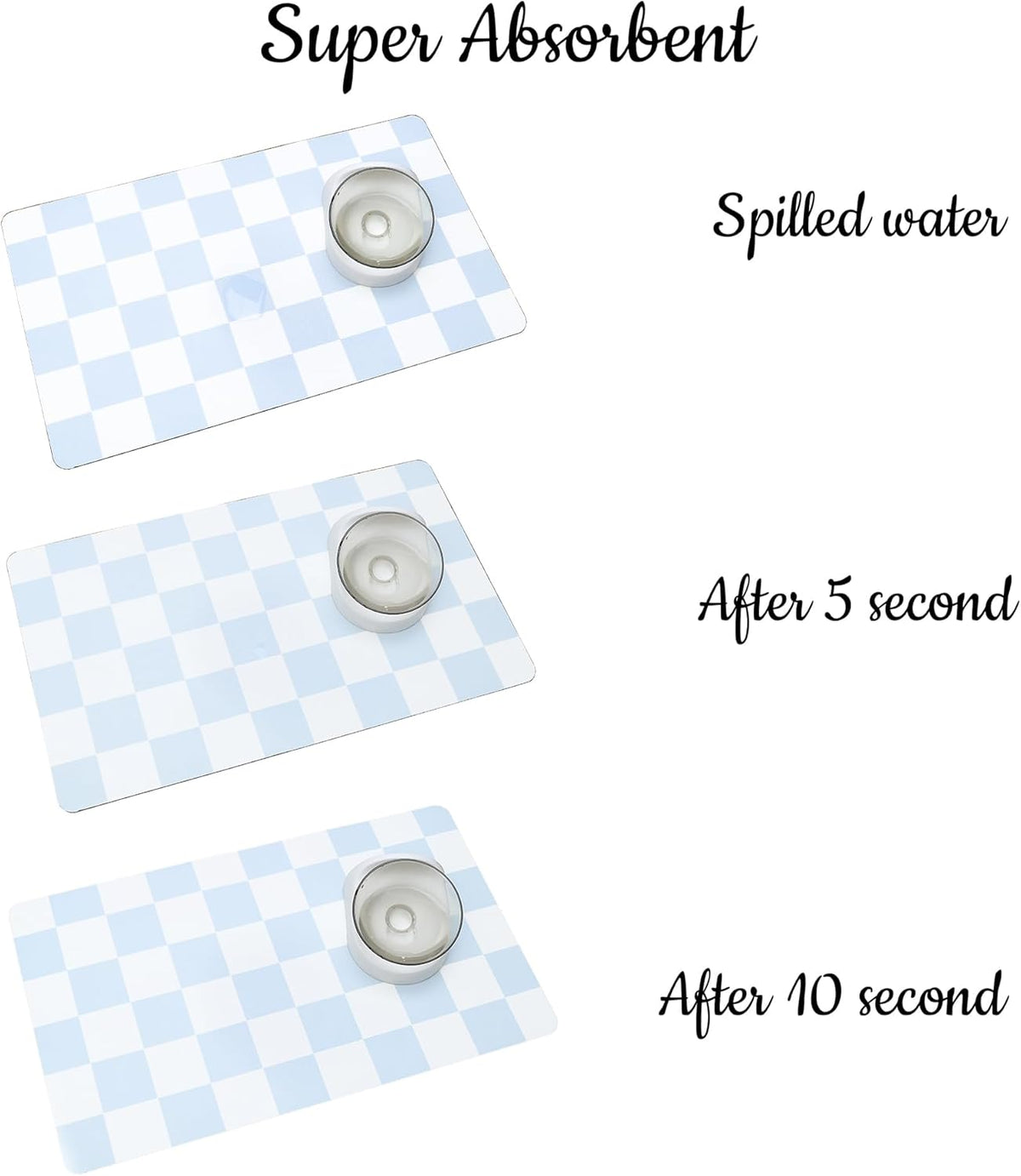 Ralxion Checkered Dog Feeding Mat, Absorbent Mats for Dog Food and Water Bowl, Dispenser, Retro