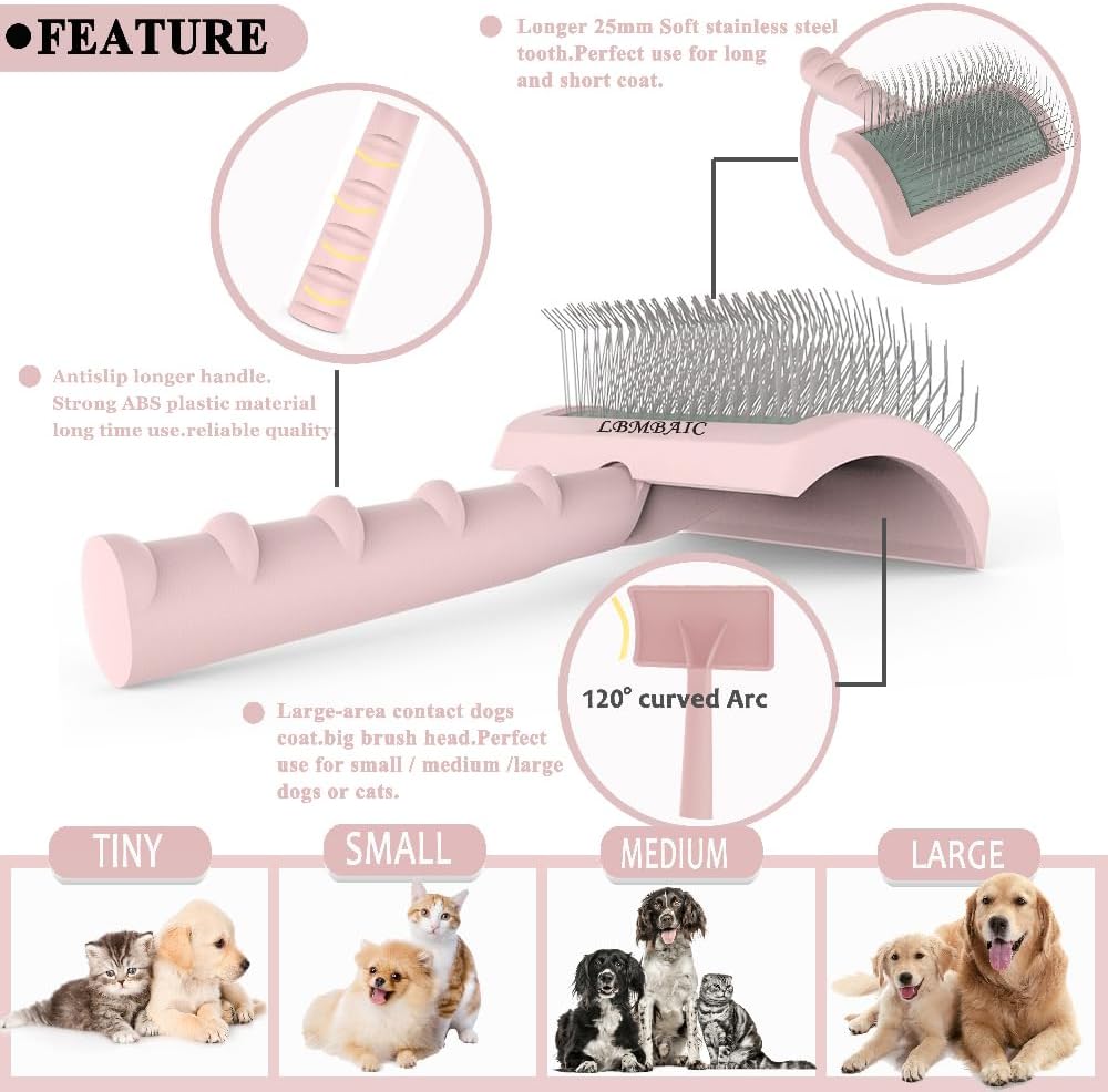 Super Dense Soft Slicker Brush for Thick and Long Fur Dogs - Grooming Brush for Fluff, Shedding