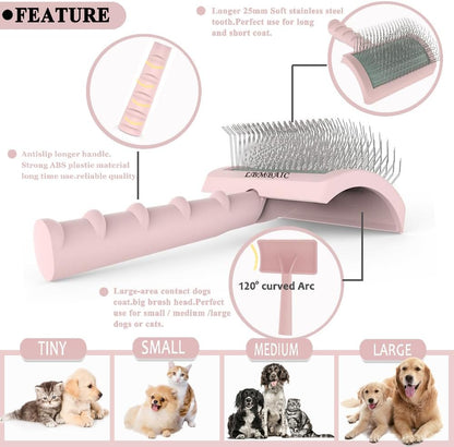 Super Dense Soft Slicker Brush for Thick and Long Fur Dogs - Grooming Brush for Fluff, Shedding