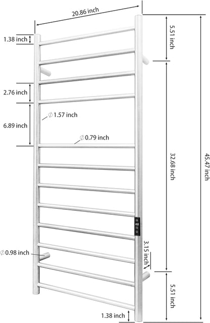 KEG Smart WiFi Towel Warmer Wall Mounted with Built-in Timer and Temperature Adjust Control, 12