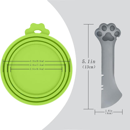 Food Can Spoon & Lids, One Multi-Functional Opener Spatula, 4 PCS BPA Free Silicone Universal Can