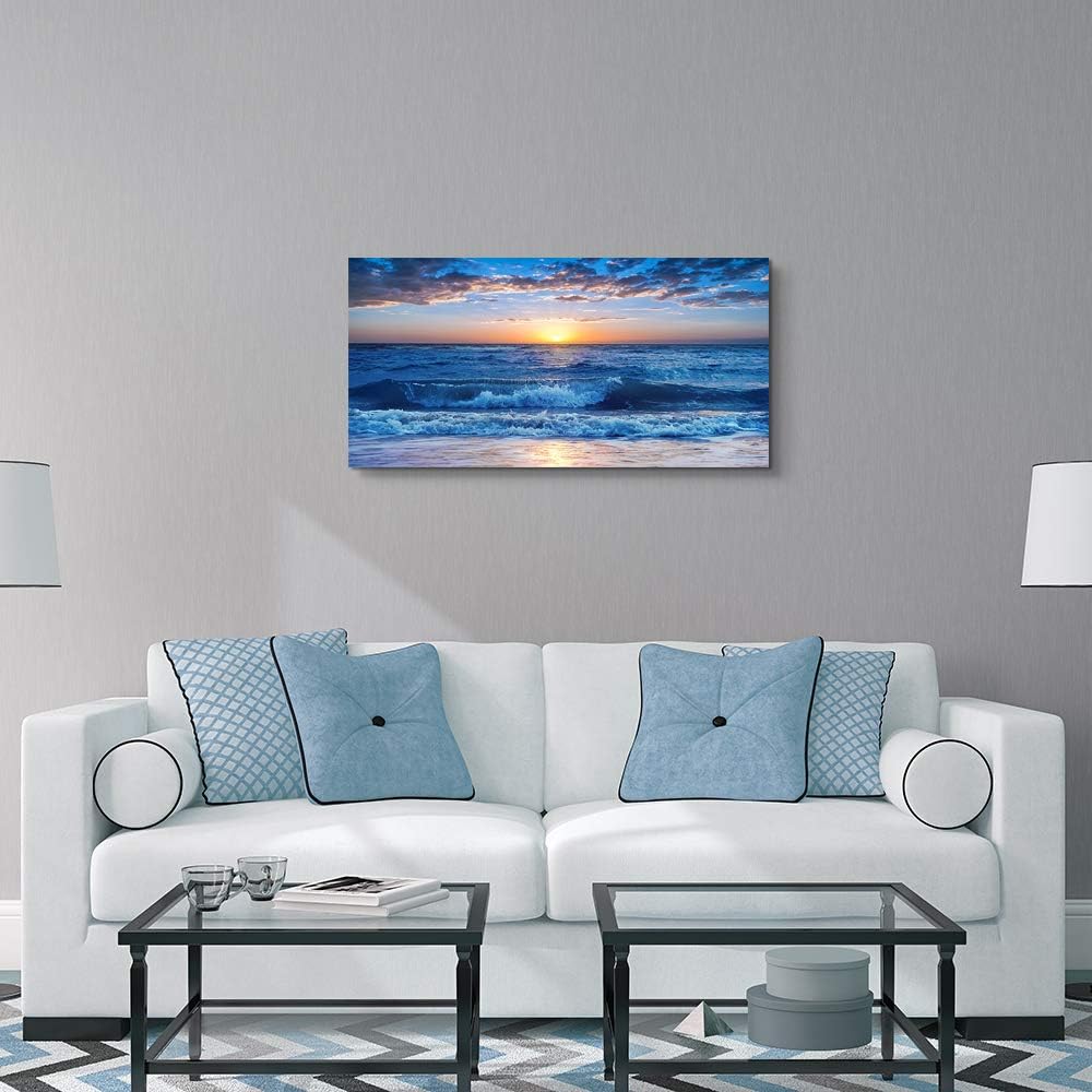Canvas wall art for living room Blue Ocean Sea sun landscape painting bathroom Wall Decor Ready to