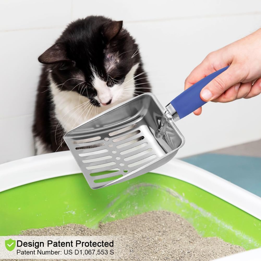 Cat Litter Scoop -Stainless Steel Metal Cat Litter Scoop-Sturdy Mesh Scooper - Mesh Shovel-Easy to