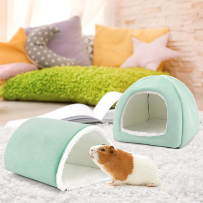 Guinea Pig Hideout and Tunnel Set, Soft Plush Bed & Play Tunnel for Guinea Pigs, Rabbits, Ferrets