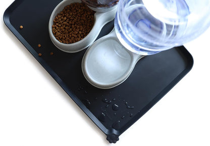Hoki Found Large Silicone Pet Food Mats Tray - Non Slip Dog Cat Bowl Mats Placemat - Pet Feeding