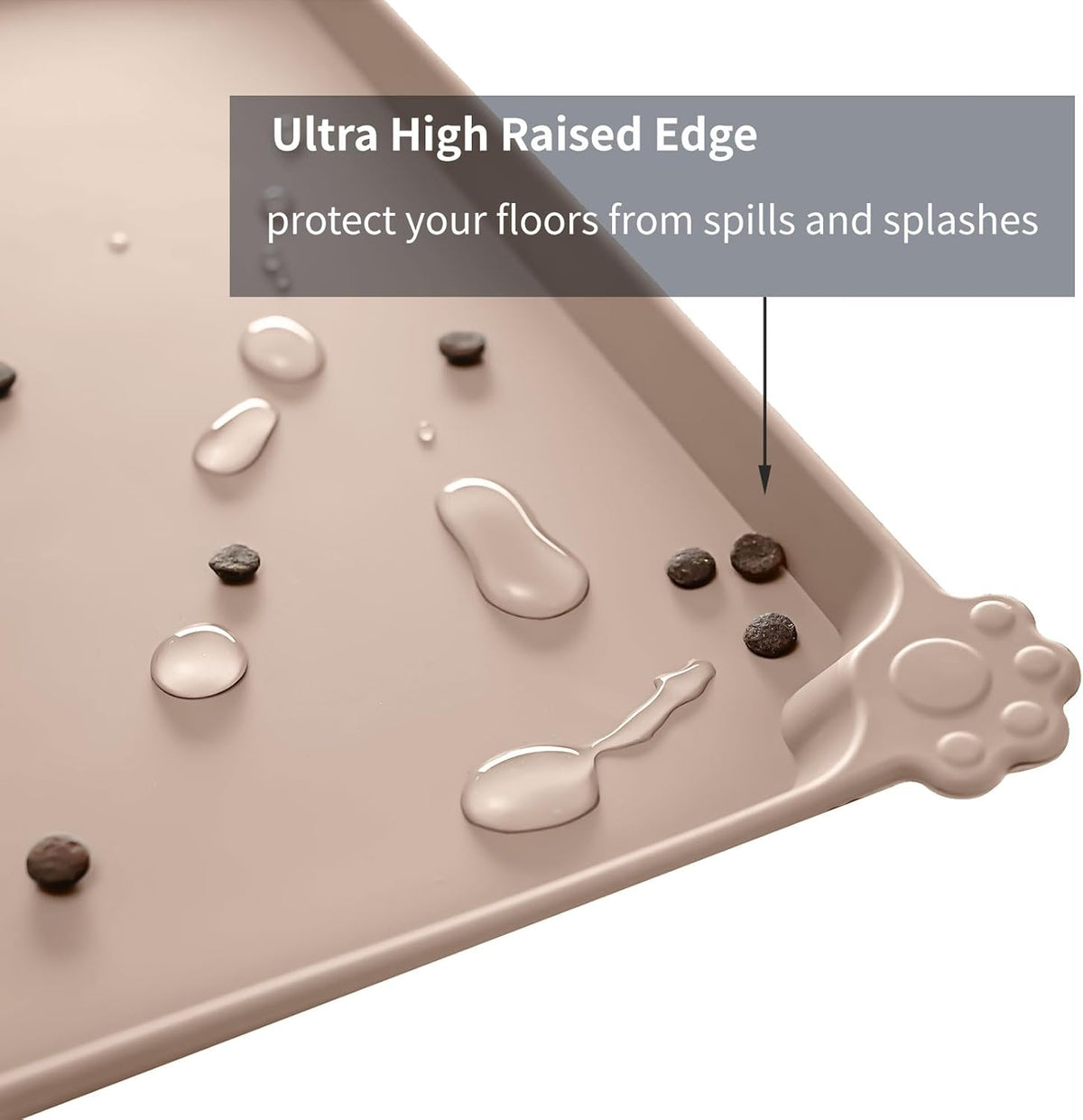 Waterproof Pet Feeding Mat with High Raised Edges, Heavier and Thicker Placemats for Cat Dog Water