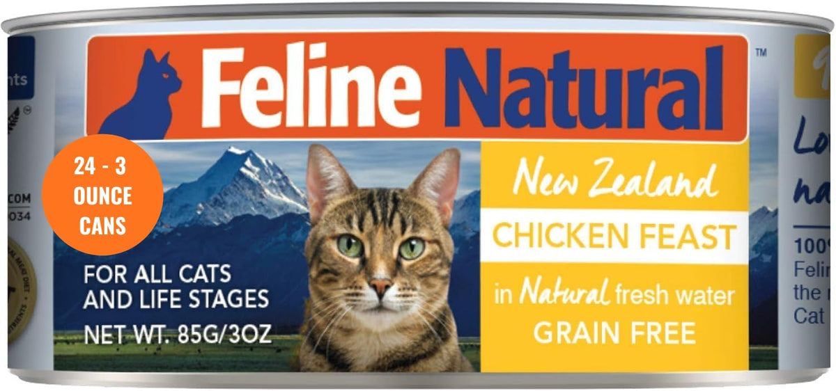 Feline Natural New Zealand Canned Catfood Wet Food, High-Meat, Low-Carb, & Grain Free Cat Food Wet