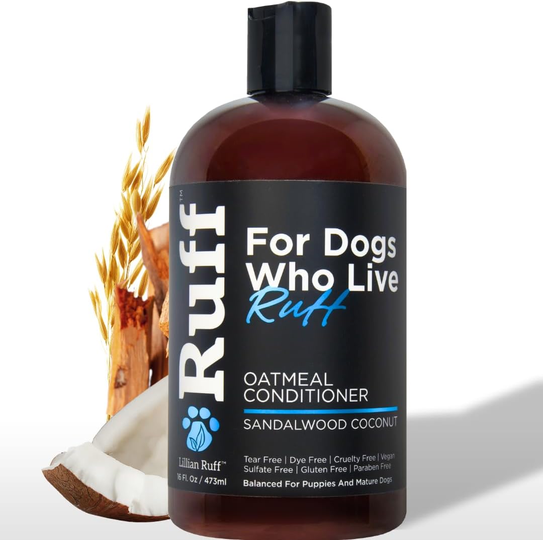 Ruff by Lillian Ruff Sandalwood Coconut Oatmeal Conditioner for Dogs – Moisturizes & Soothes Dry
