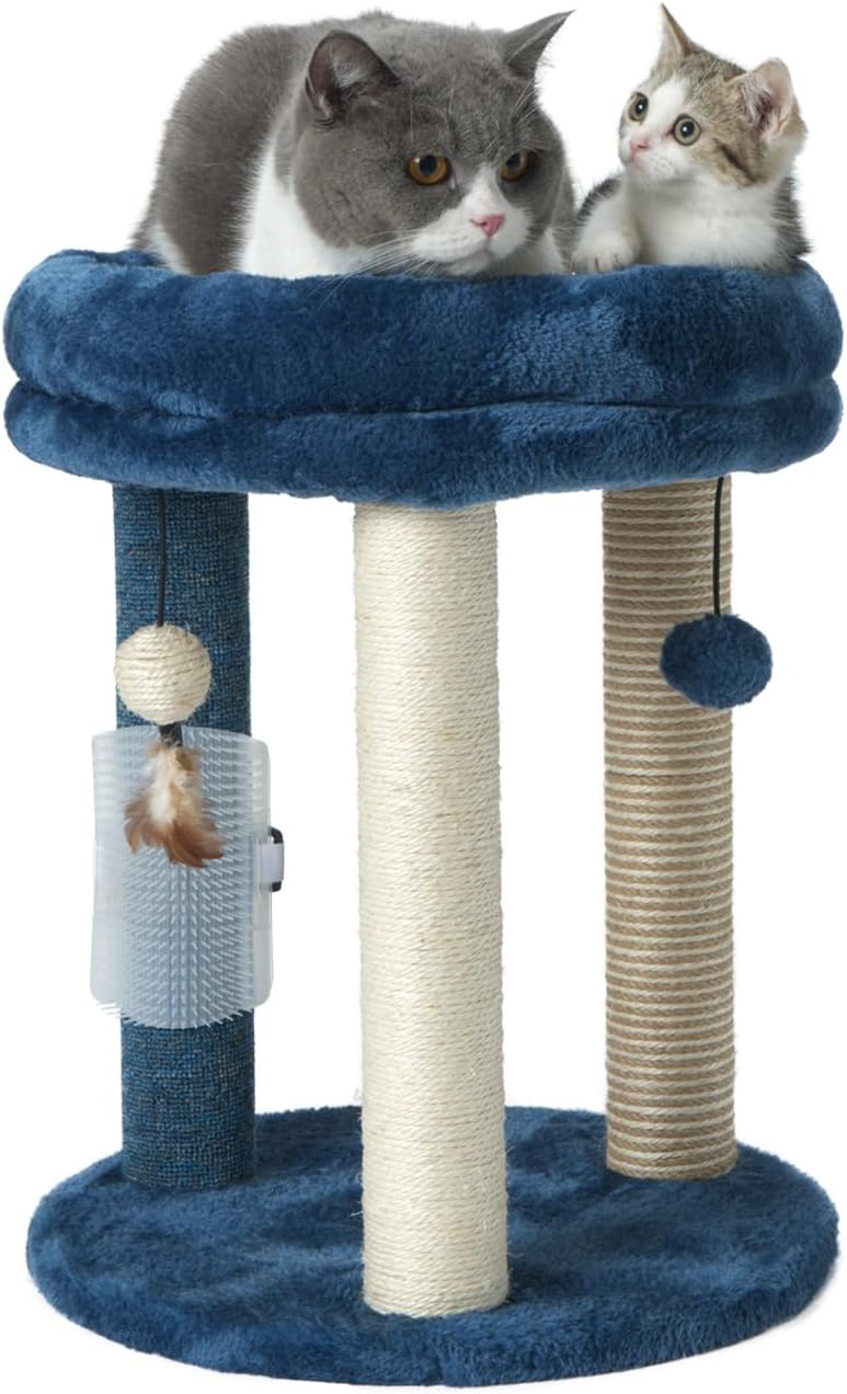 MECOOL Cat Scratching Post Tree with Tower Soft Bed.Natural Quality Sisal Carpet Jute Scratch Posts