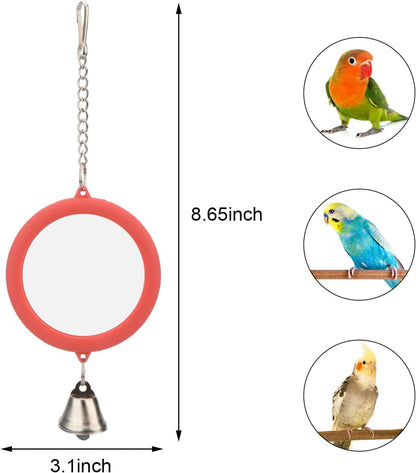 Hypeety Pet Bird Mirror with Bell Interactive Parrot Toy Bird Cage Mirror for Cockatiel Parakeets