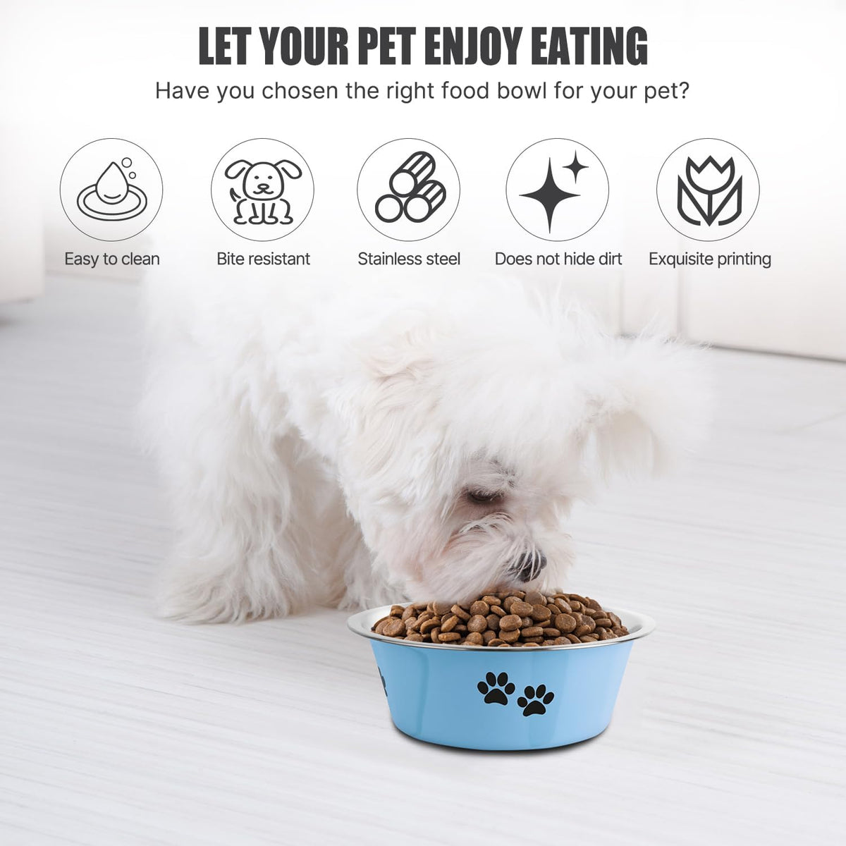 Stainless Steel Dog Bowls, Nonslip Rubber Bottom No Spill Proof Skid Metal Insulated Dog Bowls for