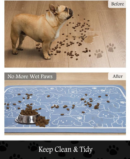 Pet Feeding Mat-Absorbent Dog Mat for Food and Water Bowl-No Stains Quick Dry Water Dispenser