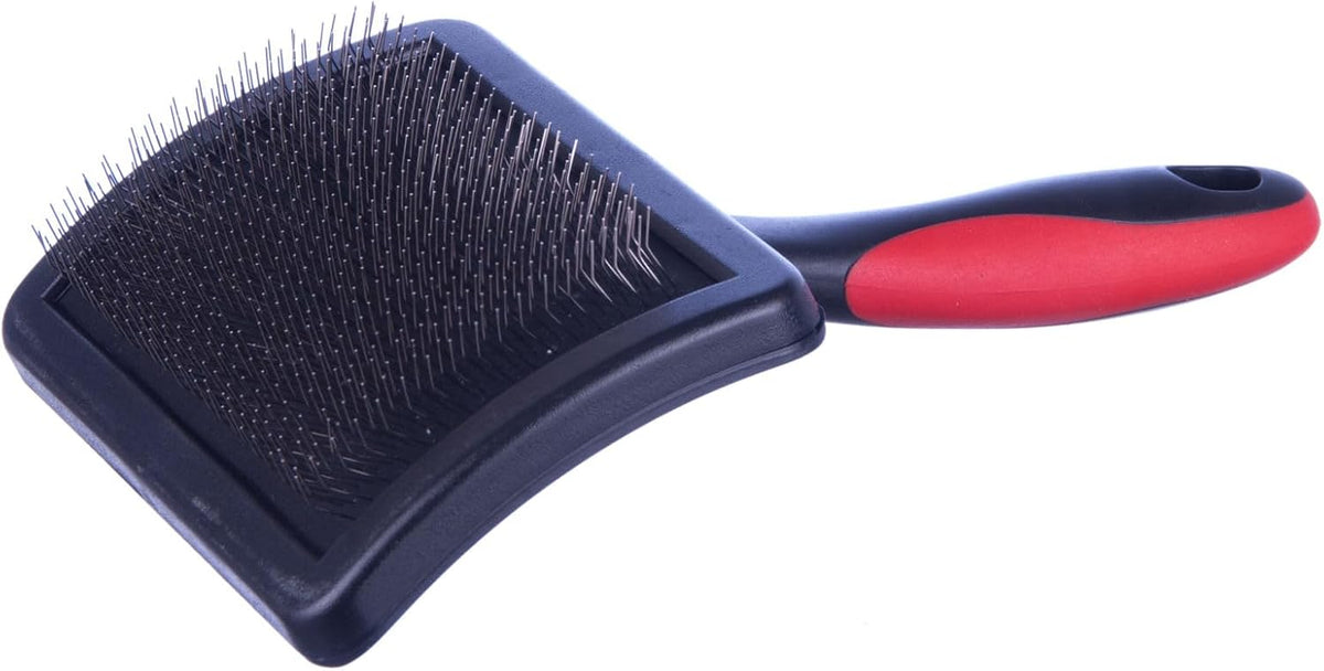Jeffers Pet Hard Pin Universal Slicker Brush for Dogs & Cats – Firm Bristles, Curved Head for Tough
