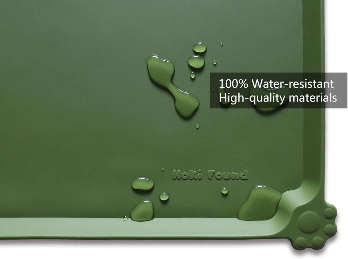 Hoki Found XX-Large Silicone Pet Feeding Mats - Non Slip Cat Dog Bowl Mats - Waterproof for Carpet