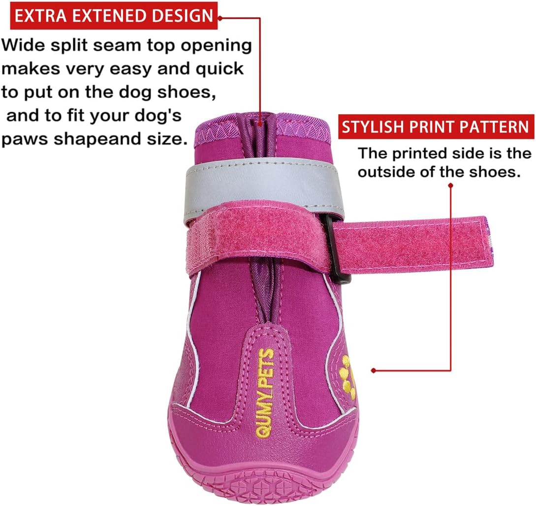 QUMY Dog Shoes for Large Dogs, Medium Dog Boots & Paw Protectors for Winter Snowy Day, Summer Hot