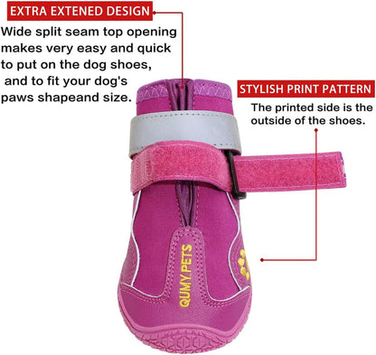 QUMY Dog Shoes for Large Dogs, Medium Dog Boots & Paw Protectors for Winter Snowy Day, Summer Hot