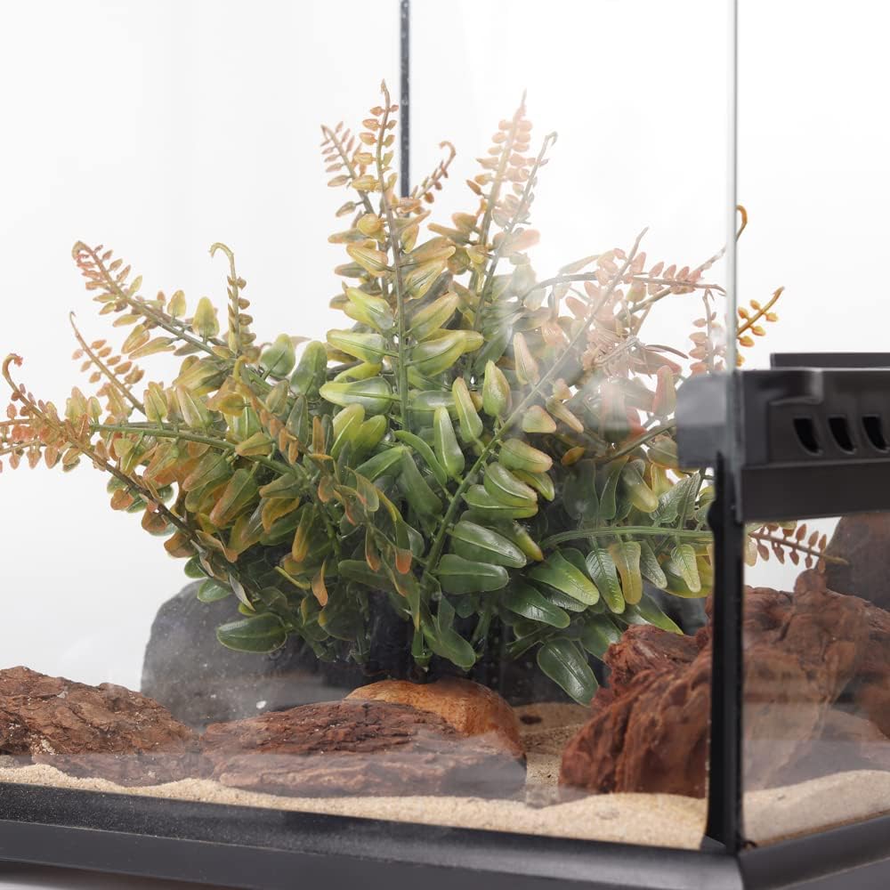 Fake Fall Colors Boston Fern, Reptile Plants for Terrarium, Amphibian Tank Accessories Habitat