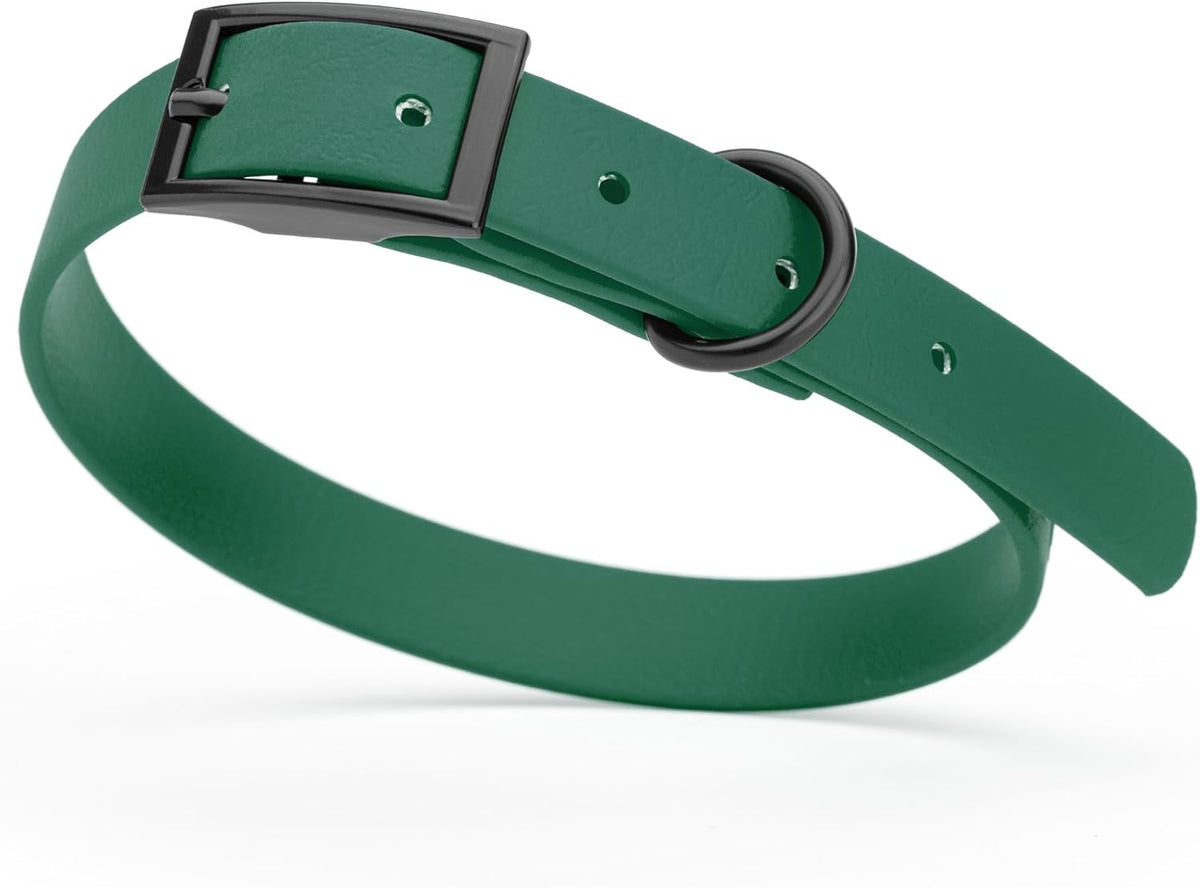 Dogline Biothane Waterproof Dog Collar Strong Coated Nylon Webbing with Black Hardware Odor- Proof