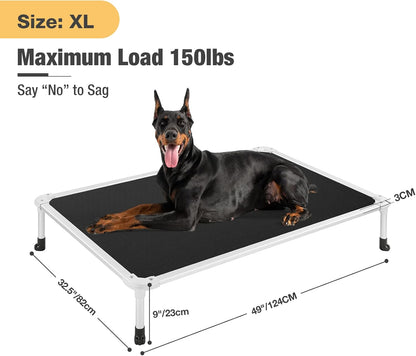 Veehoo Chew Proof Elevated Dog Bed - Cooling Raised Pet Cot - Silver Aluminum Frame and Durable