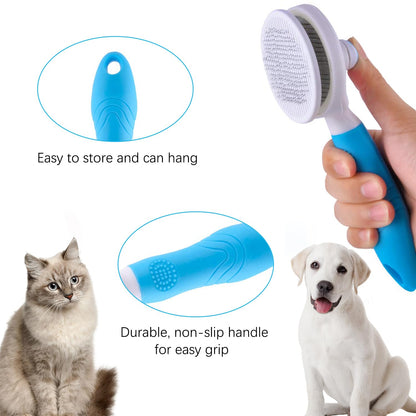 Cat Self Cleaning Slicker Brush, Pets Skin Friendly Grooming Brushes for Shedding Dogs Cats Hair