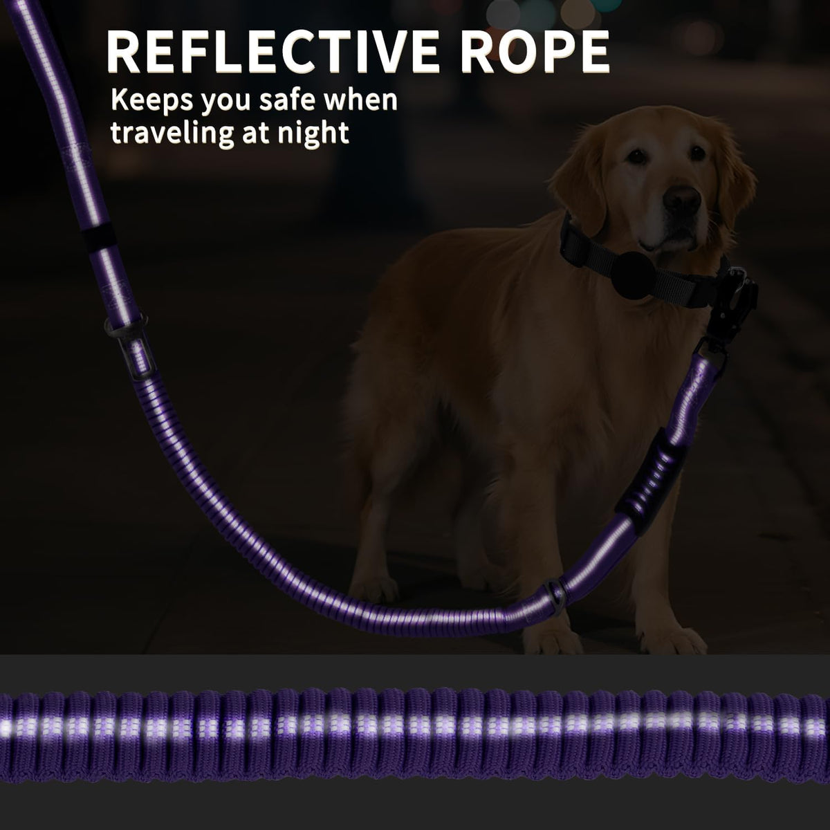 Heavy Duty Bungee Dog Leashes, 4-6FT Shock Absorbing Tactical Dog Leash with 2 Padded Handles