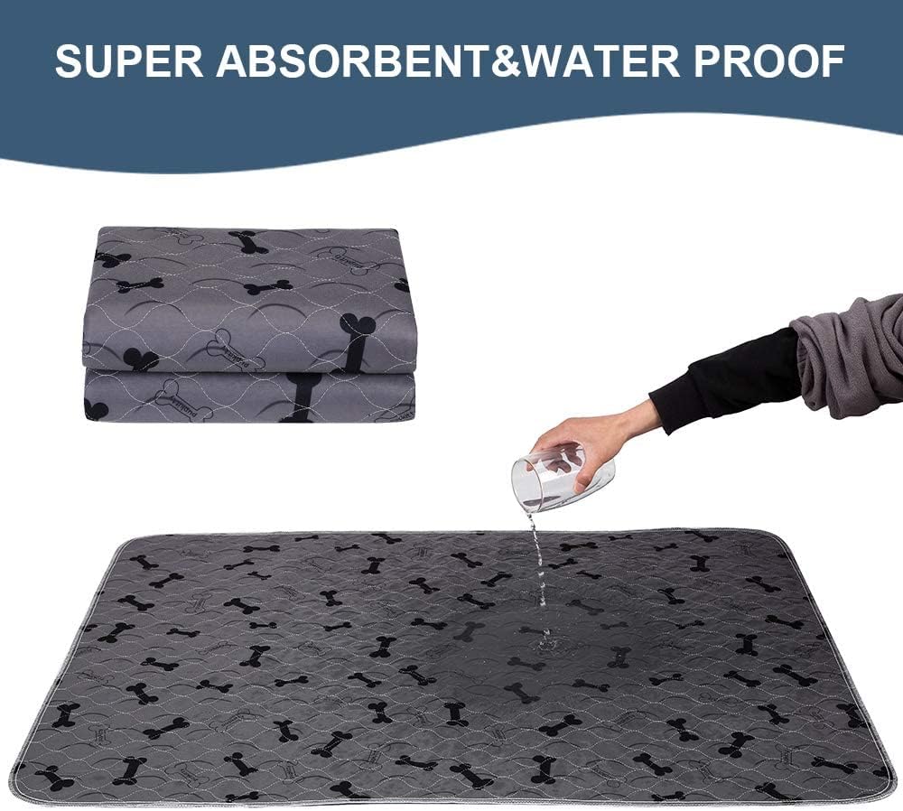 Washable Dog Pee Pads with Free Grooming Gloves,Non Slip Dog Mats with Great Urine